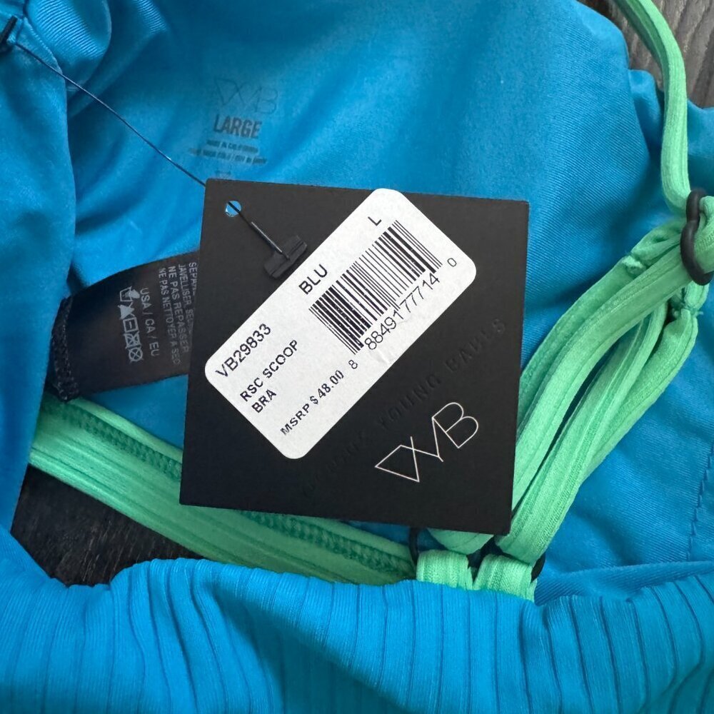 VYB | NWT Piper Soft Bikini Top in Bright Neon Blue/Green Size Large - Picture 6 of 8